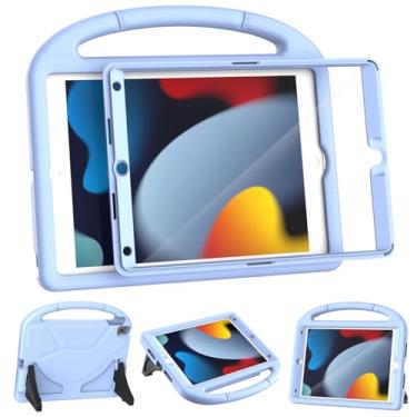 Imagem de YIHE Capa infantil para iPad 9ª/8ª/7ª geração, iPad Pro 10.5 e Air 3, capa protetora à prova de choque com suporte de alça e protetor de tela para iPads de 10,2/10,5 polegadas, azul claro