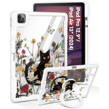 Imagem de Uppuppy Capa para iPad Pro 12.9 para iPad Air de 13 polegadas M3 2025 e M2 2024 – Capa feminina fofa para meninas com suporte e porta-lápis, capa protetora para Apple de 12,9 polegadas para iPad Pro