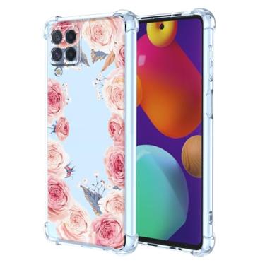 Imagem de RRXSYXL Capa para Samsung M62, Capa Samsung F62 com estampa floral transparente, capa macia à prova de choque para Samsung Galaxy M62, Samsung Galaxy F62, floral rosa