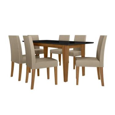 Imagem de Sala de Jantar Liz 160x90 Com Vidro 6L Cadeiras Josi Poliman Móveis, C