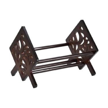 Imagem de KiBcsLic Suporte para discos de, prateleira de armazenamento multifuncional de bambu, suporte para exibição de álbuns, livros, CDs e revistas