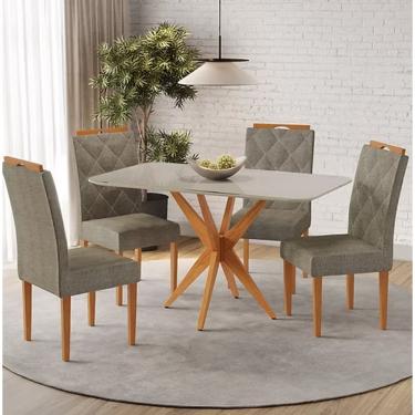 Imagem de Mesa Simpatia 1,20 4 Cadeiras Diamante Linho JCM Cinamomo/Off