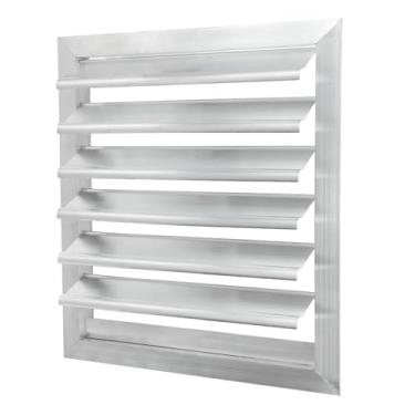 Imagem de PATIKIL Tampa de ventilação de alumínio de 35,5 x 35,5 cm, exaustor de veneziana, ventilação com persiana, grade quadrada de gravidade automática, tampa de ventilação de fechamento automático para