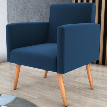Imagem de Poltrona Para Decoração Sara Suede Azul
