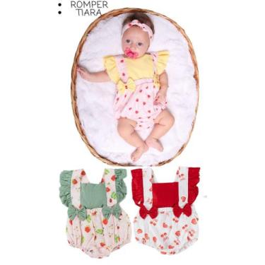 Imagem de Jardineira Para Bebê Menina Verão Romper Estampado Infantil Roupas de 