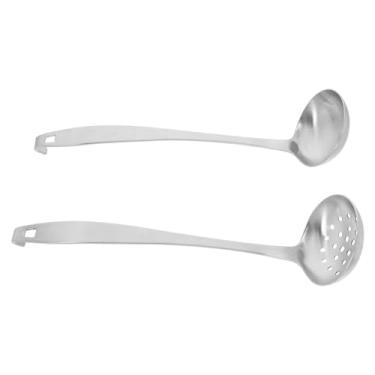 Imagem de Luxshiny Conjunto De Concha De Sopa Com Escumadeira Conjunto De 2 Peças De Concha De Sopa De Aço Inoxidável Com Gancho Coador De Panela Quente De 11 Polegadas Colheres De Cozinha Colher De