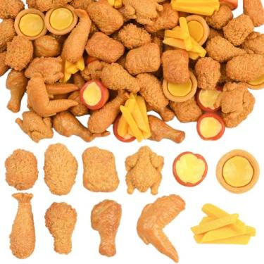 Imagem de SUNNYCLUE 11 estilos 110 peças simuladas de frango realista pernas de frango resina imitação falsa artificial realista batatas fritas ovo modelo de torta para fotografia cozinha casa escritório