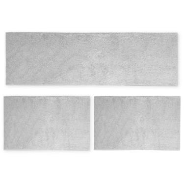 Imagem de Kit Cozinha 3 Pçs Classic Tapete Passadeira Shaggy Antider. Cinza