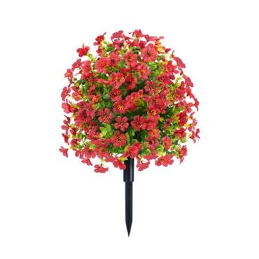 Imagem de Flores artificiais violetas, plantas falsas, flores de plástico, primavera, verão, varanda, pátio, decoração de jardim, decoração de casamento ao ar livre (vermelho)