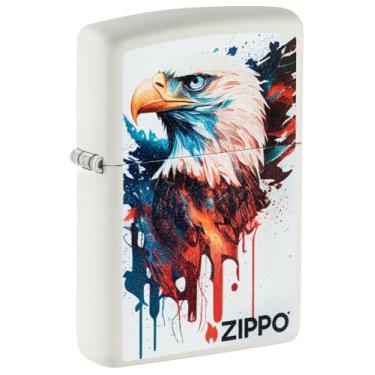 Imagem de Zippo Isqueiro de bolso branco fosco com design de águia pintada