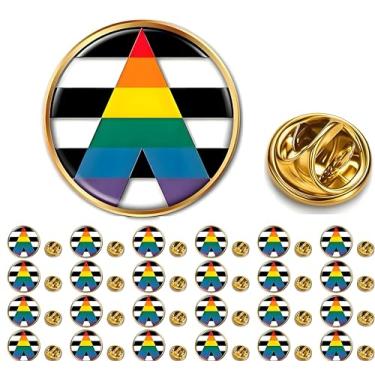 Imagem de CINFAC 25/50/100 pequeno pino de orgulho redondo de metal arco-íris bandeira LGBTQ broche de lapela de orgulho paletó jaqueta roupas mochila orgulho mês presente atacado, Medium, liga de ferroliga, Sem pedras preciosas