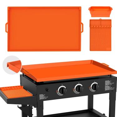 Imagem de joyhalo Capa de chapa de silicone Blackstone de 71 cm de borda completa, com tapete de espátula de silicone de 56 cm e forros de copo de graxa, combinação perfeita para chapa Blackstone para uso