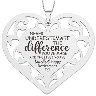 Imagem de Nunca subestime a diferença que você fez, enfeite de aposentadoria de coração de aço inoxidável, presente de aposentadoria para funcionários, Natal, aniversário, aposentadoria, presentes para mentores