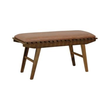 Imagem de Banco Summer 70cm Madeira Maciça Imbuia - Stain Imbuia/Estofado Corano Marrom Mescla