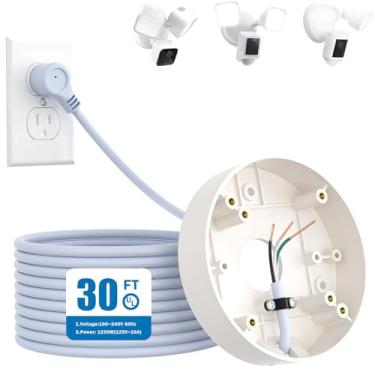Imagem de Suporte plug-in para câmera WYZE Floodlight v2/Pro, caixa elétrica com cabo padrão UL de 9 m com fio em uma tomada padrão para alimentação sem parar