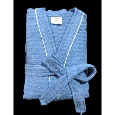 Imagem de Roupão de Banho Briza Atoalhado Adulto c/ Viés 100% Algodão Manga Curt