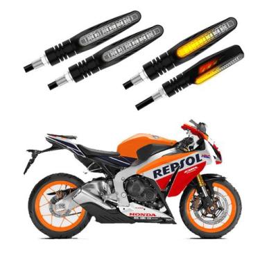 Imagem de KIT 4 Setas Sequenciais Modelo P25B Slim / Palito Para Moto CBR 1000F 
