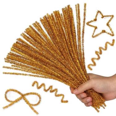 Imagem de Limpadores de cachimbo Hssugi 100PCS Christmas Craft Supplies Golden