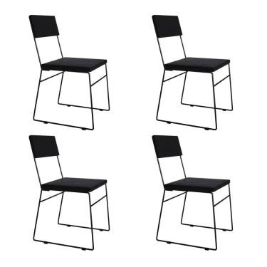 Imagem de Kit 4 Cadeiras de Jantar Málaga Assento Veludo Preto