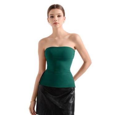 Imagem de Blusa tubular feminina SUUKSESS, verde escuro, tamanho L, forrada dupl