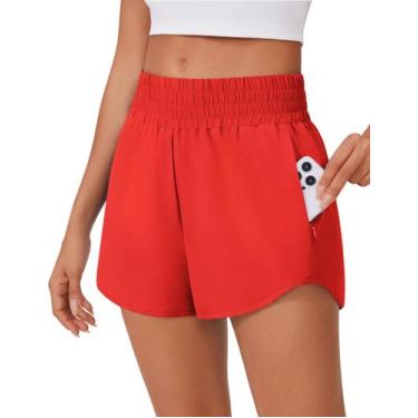 Imagem de Shorts de corrida PINSPARK Summer para mulheres com bolso com zíper ve