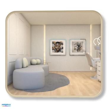 Imagem de Espelho Grande Retangular Decorativo Sala Banheiro Moldura de Metal 90