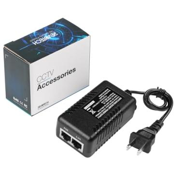 Imagem de REVODATA Injetor PoE Gigabit 48V, saída PoE 48V/0,5A com cabo dos EUA, IEEE 802.3af/at PoE passivo + 10/100/1000Mbps, distâncias de até 100 m, adaptador PoE Plug and Play (POE4805-G)