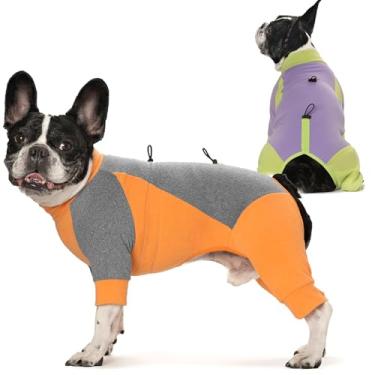 Imagem de 2 Pçs Casaco de Inverno para Cachorro Macio de Lã Macia, Color-Block Casaco de Cachorro Macacão de Neve Pulôver Pijama, Casacos para Cachorros em Tempo Frio com Cordões, Roupas Quentes para Cachorros