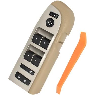 Imagem de Interruptor de janela Master Power e conjunto de bisel caramelo adequado para Chevrolet GMC, Silverado Sierra 2010-2013, interruptor de controle de janela de bloqueio de porta lateral do motorista