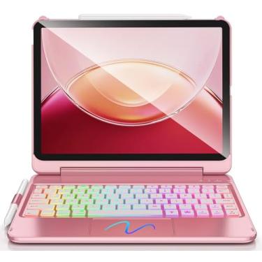 Imagem de FUWANG Capa com teclado para iPad Air 5ª geração 10,9 polegadas 2022, Trackpad Smart Magic Keyboard para iPad Air 4ª geração 10 polegadas, Auto Sleep/Wake-10 teclado retroiluminado