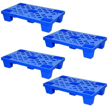 Imagem de Kerty Paletes de plástico encaixáveis 4 peças, 40 cm C x 29 cm L x 9 cm A palete leve com grade respirável, paletes de piso à prova de umidade para cozinha, supermercado, restaurante, armazém