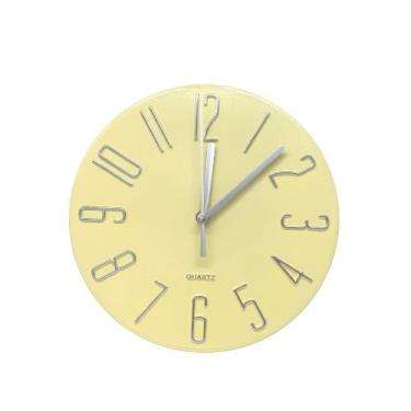 Imagem de Relógio de Parede Redondo Amarelo 18x18cm Quartz Silencioso Design Mod
