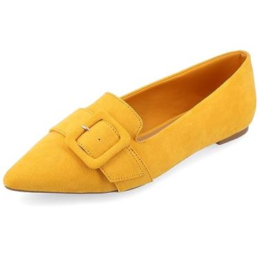 Imagem de Mocassim feminino Journee Audrey sem cadarço com bico fino, Mostarda, 37