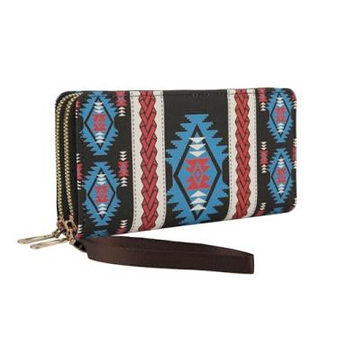 Imagem de UIBRN Carteira feminina boho, bolsa clutch longa, dobrável, porta-cartões de crédito, grande capacidade para telefone/chave/moedas, Preto