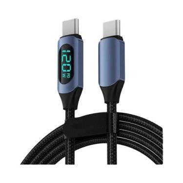 Imagem de Cabo Super Carregador USB C Para Tipo C De 120W Com Display Digital Pa