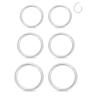 Imagem de Xnsjeyy Anéis de nariz 20G 18G 16G 14G Argolas Astm F136 Titânio Clicker Joia Septo Anel Labial Tragus Helix Daith Rook Conch Brincos de lóbulo Cartilagem Snug Piercing Joias para Mulheres Homens