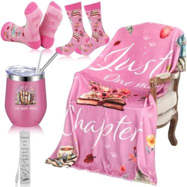 Imagem de Sieral 4 peças de presentes para amantes de livros de Natal para mulheres leitoras incluem cobertor de leitura de 152 x 127 cm, cobertor de leitura isolado de 340 g, marcador de livro, presente para