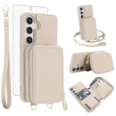 Imagem de Capa de celular para Samsung Galaxy S24 Plus/S25 Plus S24+ S25+ 5G Capa carteira celular com protetor de tela, alça transversal com bloqueio de RFID, suporte para cartão S24Plus 24S + S 24 24+ S25Plus