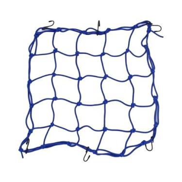 Imagem de Rede De Bagagem Para Motocicleta Preta 40x40cm Com 6 Ganchos Para Tanq