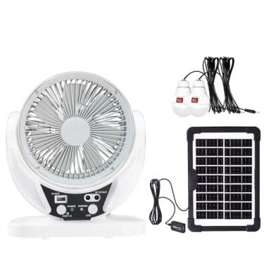 Imagem de Ventilador de LED para acampamento com luz, ventilador de barraca ao ar livre alimentado por bateria recarregável com luzes e lâmpadas, ventilador de mesa USB pessoal para acampamento, pesca, falta de