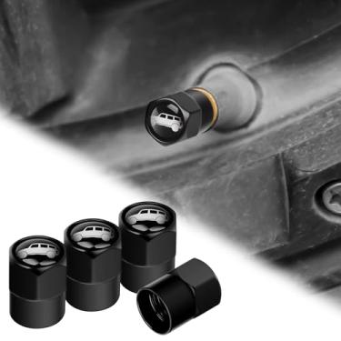 Imagem de smnuxwm Tampas de haste de válvula de pneu de liga de alumínio para acessórios Ford Bronco, à prova de poeira, resistente à água, conjunto de 4 peças, serve para válvula Schrader de 1,2 cm (branca)