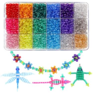 Imagem de MAKERSLAND Kit de contas de pônei, 2600 peças, contas de plástico com glitter arco-íris, contas de pônei, multicoloridas, com cordão elástico, contas de cabelo para tranças, artesanato, kit de