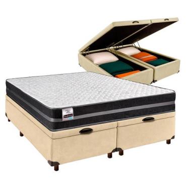 Imagem de Cama Box Bau Blindado Queen + Colchão Molas Ultralastic - Inducol