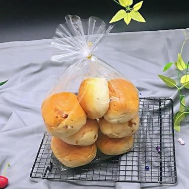 Imagem de UPANDUP Sacos transparentes de celofane, sacos de petiscos com laços torcidos de cores mistas, para embrulho de presente, embalagem de lanche, decorações de armazenamento, quantidade 100 (transparente