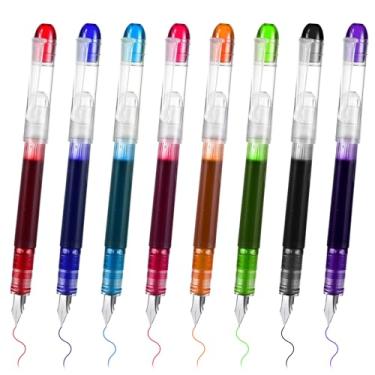 Imagem de YBEATY Conjunto de 8 canetas descartáveis fofas, estéticas, lisas, materiais de escritório, multicoloridas, de aço inoxidável, ponta fina, para homens e mulheres, caligrafia, diário, esboços, rabiscos