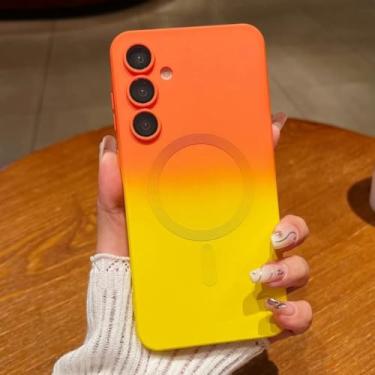 Imagem de Capa macia gradiente para Samsung Galaxy S25 Ultra A55 A56 A36 A35 S24 S23 S22 S21 S20 Plus Fe Note20 capa magnética (para Galaxy A24 4G/laranja-amarelo)