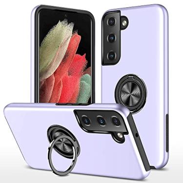 Imagem de SORAKA Capa para Samsung Galaxy S22 5G com suporte de anel invisível e placa de metal para montagem magnética em carro Capa rígida para PC Capa Samsung Galaxy S22 5G Capa