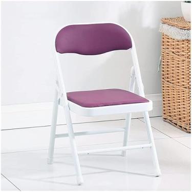 Imagem de NEWCES Cadeira dobrável cadeira dobrável estofada assento de jantar acolchoado portátil sem braço para sala de estar interior quarto de meninas cadeira de evento forte e resistente (cor: wh, tamanho: 21 polegadas)