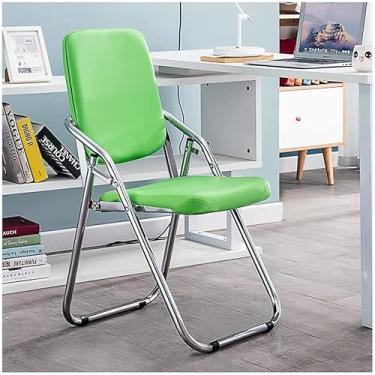 Imagem de NEWCES Cadeira dobrável cadeira dobrável estofada couro PU assento de jantar acolchoado portátil para casa quarto hotel café quarto menina cadeira de evento forte e resistente (cor: C, tamanho: 32 polegadas)