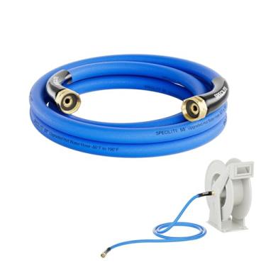 Imagem de SPECILITE Mangueira de água de jardim quente / fria fêmea para fêmea 1,5 m x 5/8 polegadas para carretel de mangueira, -50 ° C a 87,8 °C, resistente, flexível, explosão de 605 psi, tubo de extensão de
